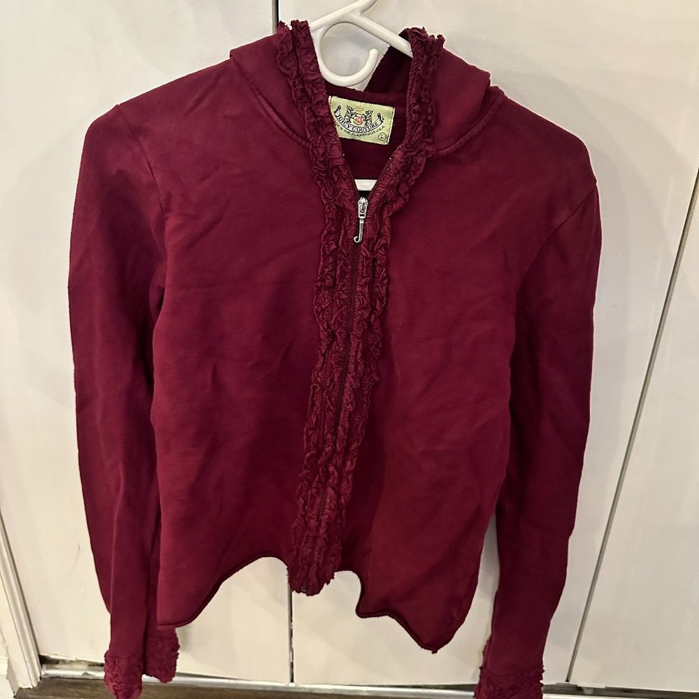Burgundy Plum Juicy Couture Authentic Cardigan with Ruffles - Size L